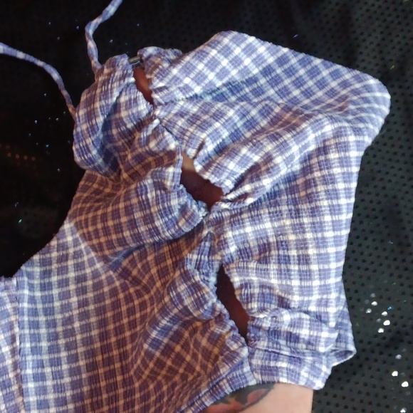 Dolls Kill × Bailey Rose Violet Purple & White Gingham Halter Crop Top (M) 🪻 - Picture 7 of 13